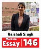 IAS Vaishali Singh UPSC CSE Essay Optional Highest Marks 146