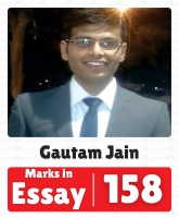 IAS Gautam Jain UPSC CSE Essay Optional Highest Marks 158